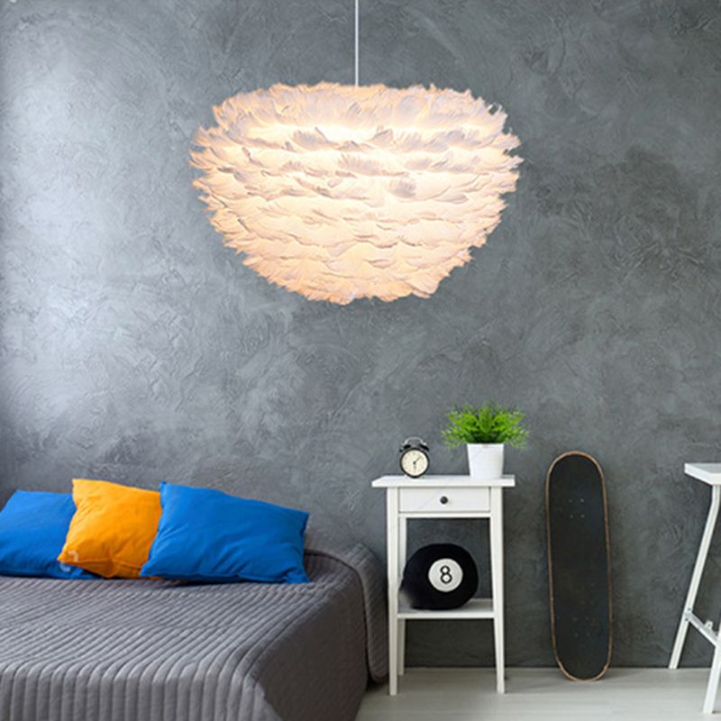 Modern Feather Hanging Lights Children's Room Bedroom Living Room Chandelier