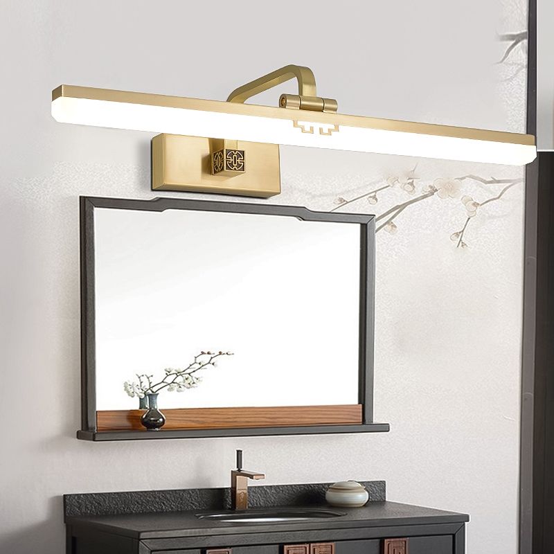 Linear Metallic Bar Vanity Light Contemporary Wall Mount Light in Gold/Black