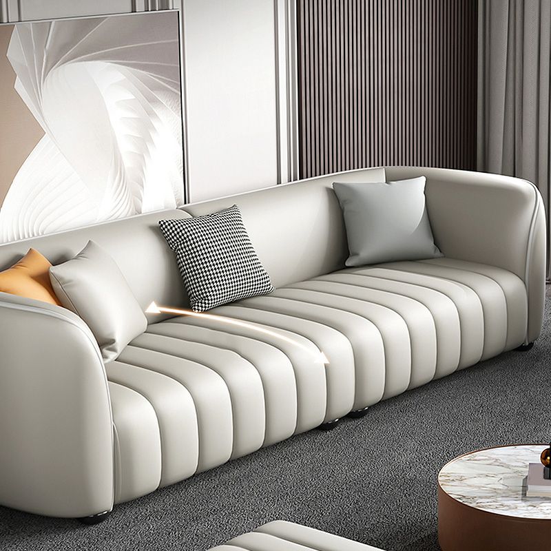 Beige Faux Leather Straight Arm Sofa/Sectional with Stain-Resistant and Wear-Resisting