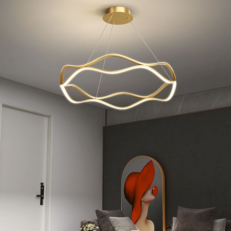 Metal Linear Chandelier Modern Style LED 2 Light Chandelier Lamp for Dining Room