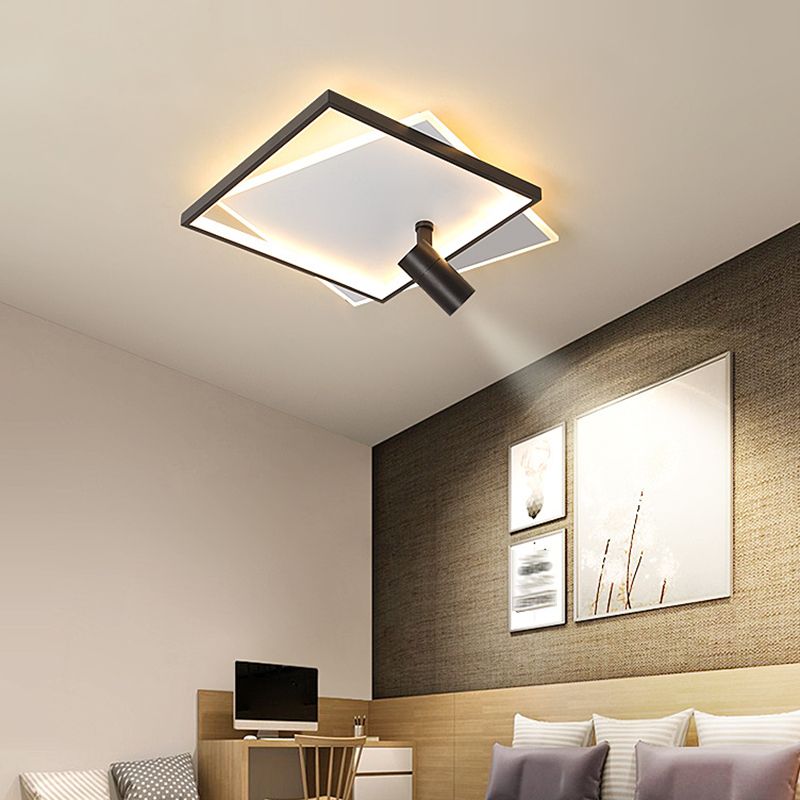 Plafonnier LED de luxe moderne en fer forgé carré encastré avec abat-jour en acrylique