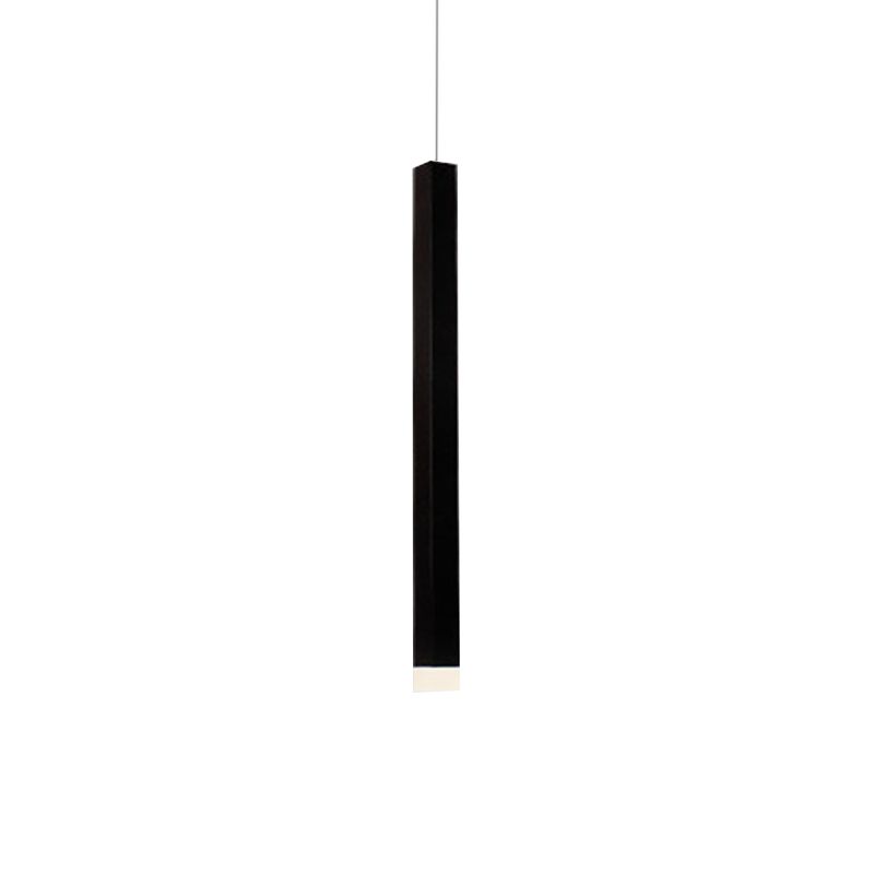 Slim Square Pendant Light Metal Modern 4 Lights Black Hanging Light in White/Warm Light