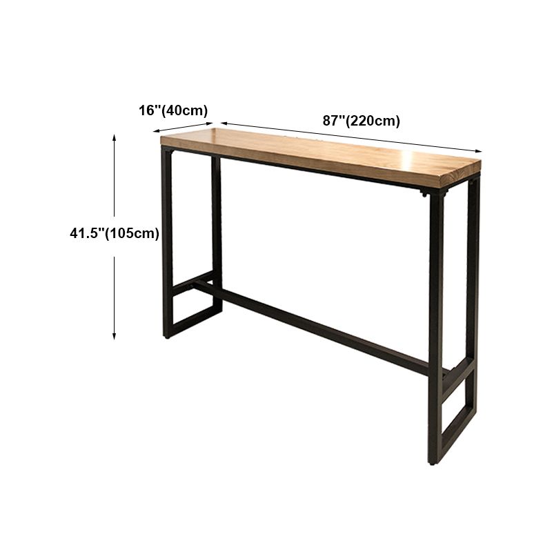 Brown Modern Style Bar Table Solid Wood and Iron with Black Trestle Coffee Shop Bar Table