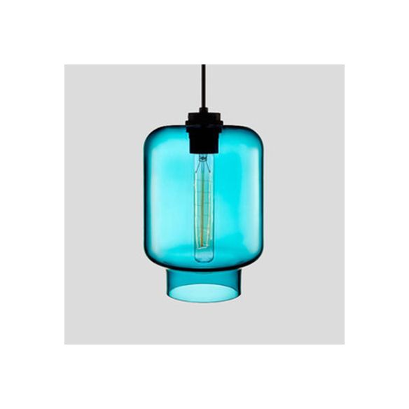 Lampe suspendue cylindrique Verre de simplicité 1 rose clair / jaune / bleu plafond plafond