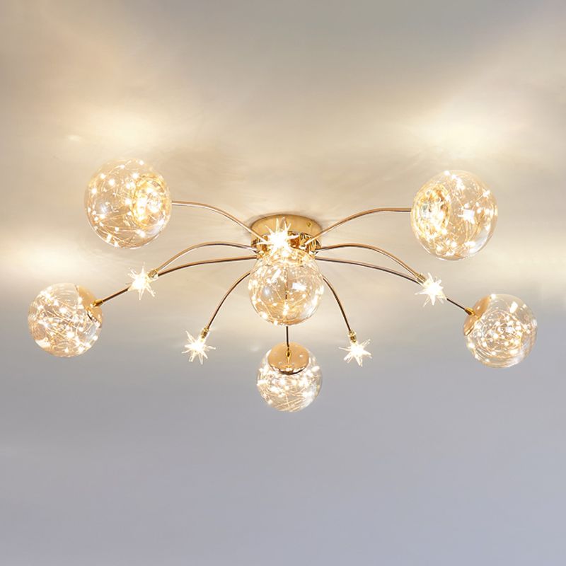 Plafonnier LED de forme radiale, montage encastré en fer moderne pour salon et chambre à coucher