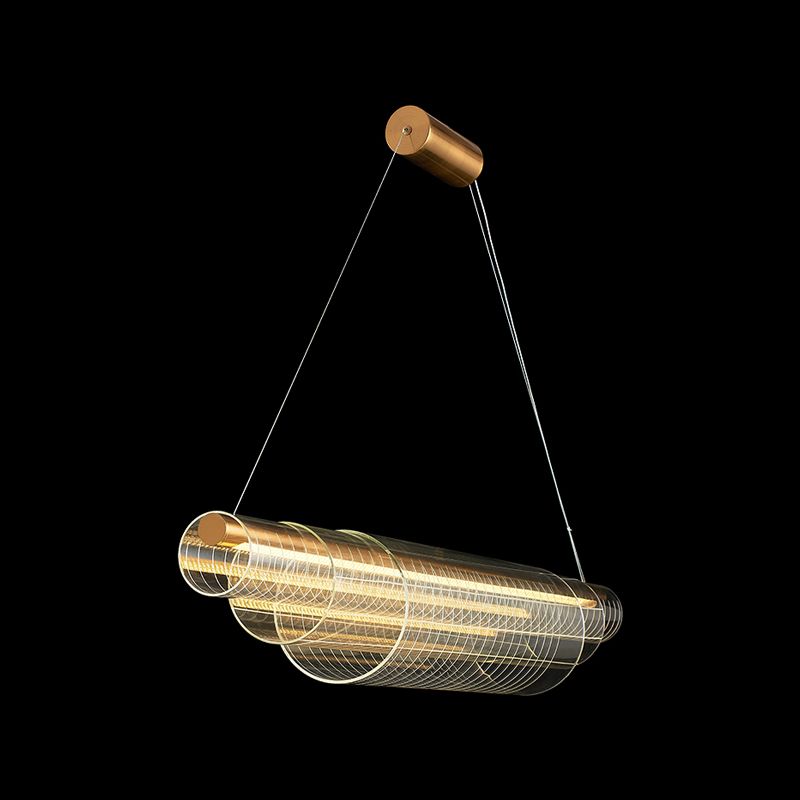 Modern Simple Glass Island Pendant 1 Light Island Light in Gold for Restaurant