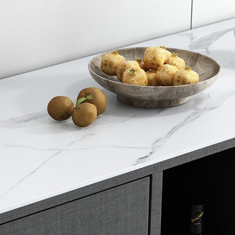 2-Drawer Engineered Wood Sideboard Glam Stone Countertop Credenza with Lamp for Restaurant