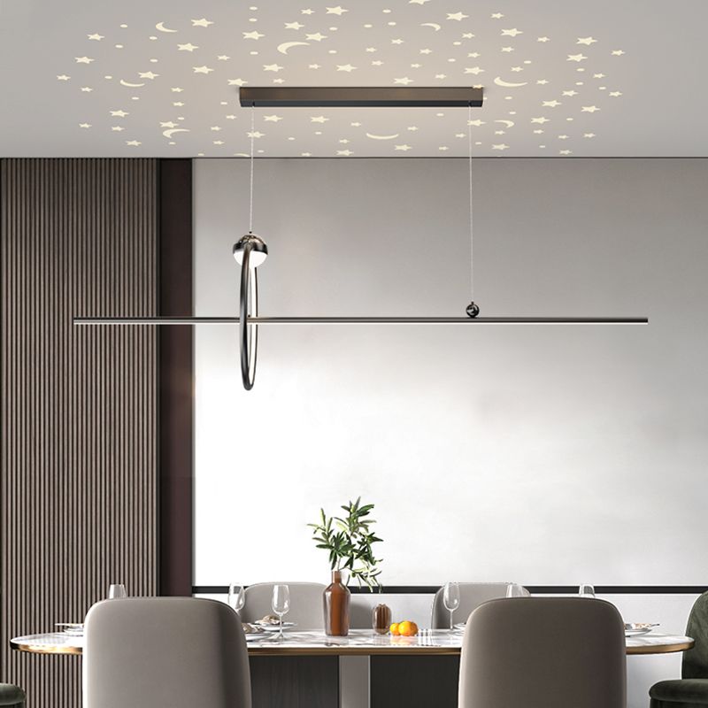 Modern Aluminum Chandelier Lamp Linear LED Island Pendant for Dining Room