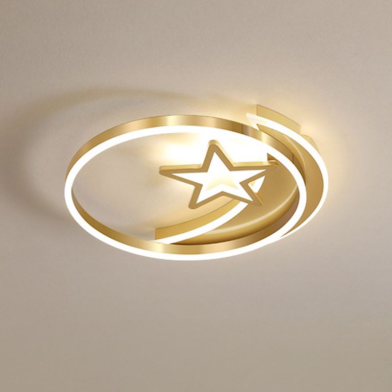 Moon And Star Flush Mount Ceiling Light Contemporary Acrylic Ceiling Mount Light Fixture for Children Bedroom