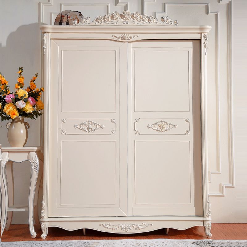 Modern Style White Wardrobe Cabinet Wood Clothes Rail Wardrobe Armoire