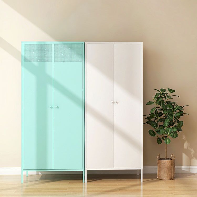 Modern Metal Wardrobe for Home Metallic Finish Cabinet with Legs