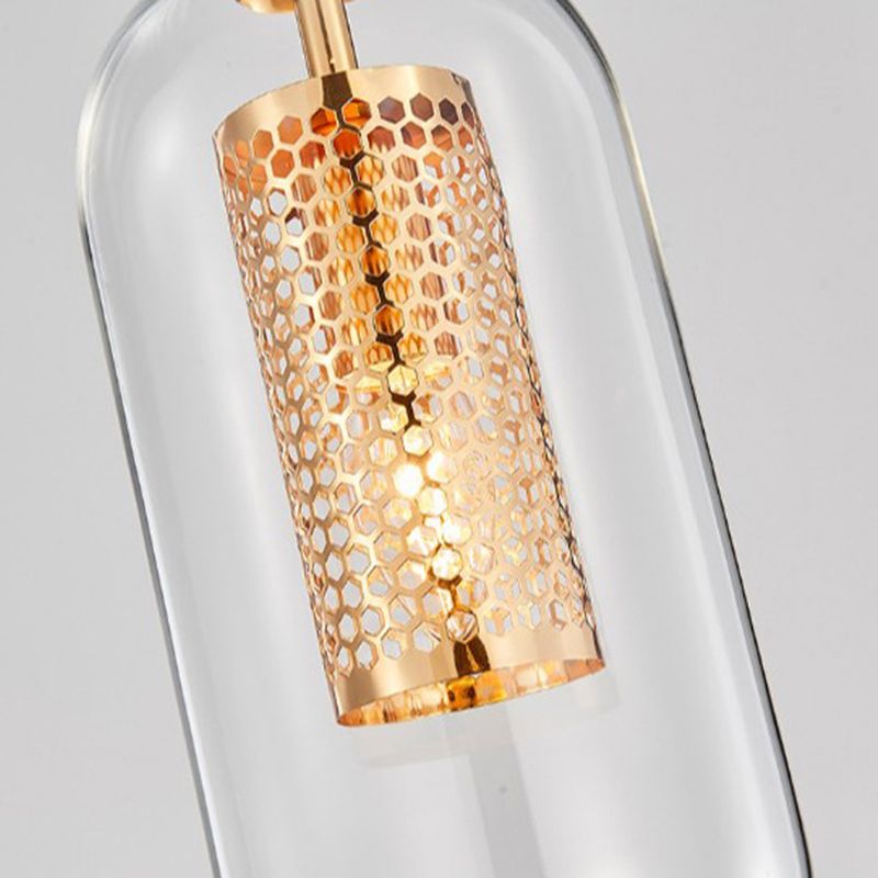 1 léger pendentif cylindrique lumière moderne minimaliste en verre transparent à manger lampe suspendue
