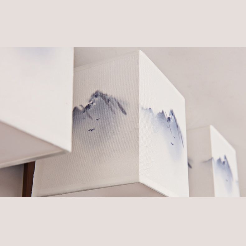 4/6/8/10 Lights Flushmount Asia Style Fabric Flush Ceiling Light for Living Room Dinning Room