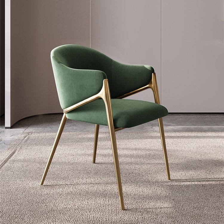 Metal Solid Back Arm Dining Chair Glam Chair for Dining Room