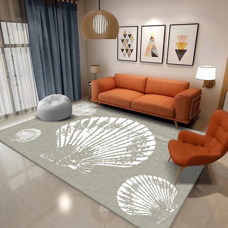 Dark Gray Modern Rug Polyester Graphic Rug Non-Slip Backing Rug for Sitting Room