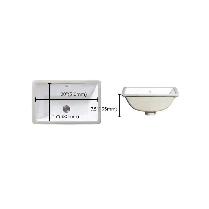 Modern Undermount Vanity Sink Oval Porcelain with Pop-Up Drain Bathroom Sink