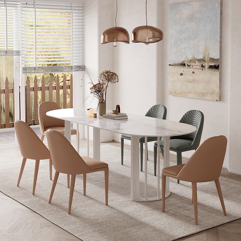 Simplicity Style Oval Double Furniture Stone Dining Table for Dining Room
