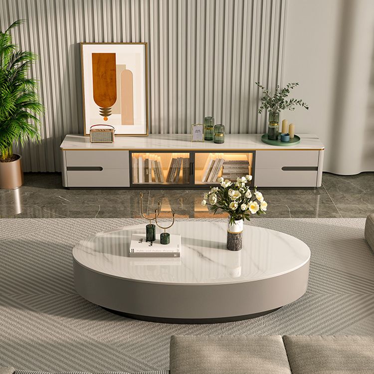 Glam Slate Coffee Cocktail Table Frame Oval Pedestal Coffee Table for Home