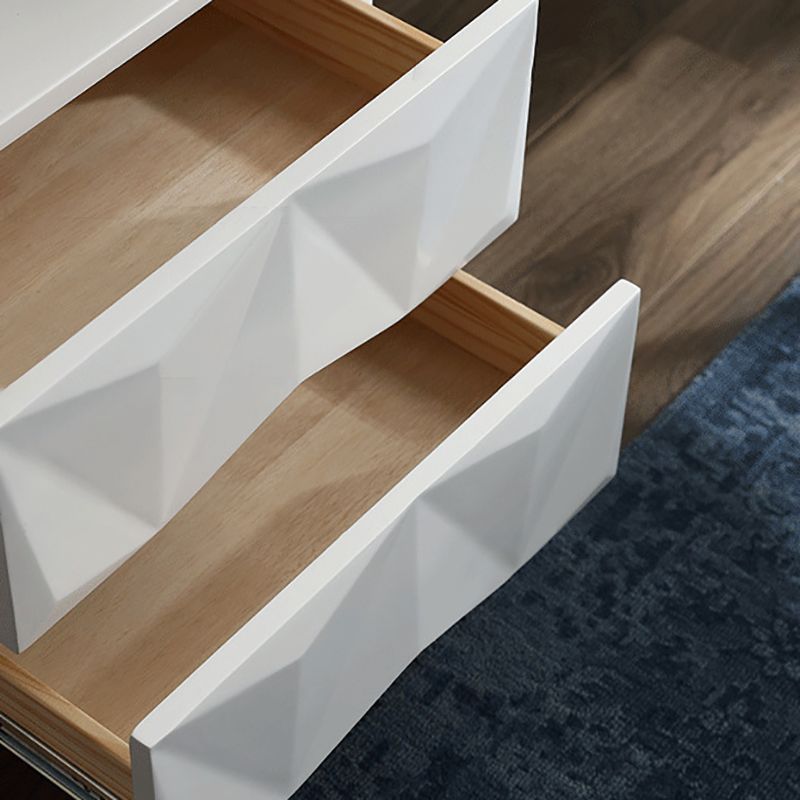 Contemporary White Makeup Dressing Table Stool Set with Drawers