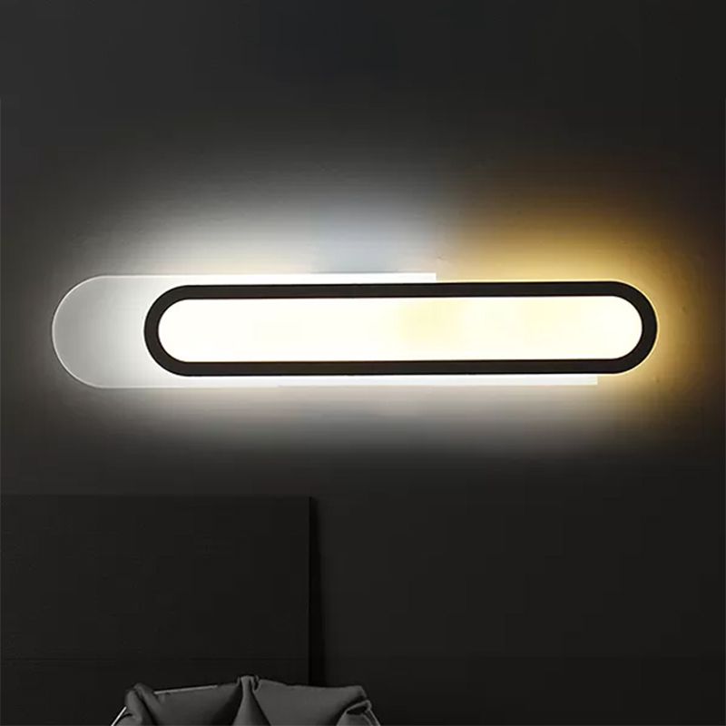 Vanité de salle de bain LED Lumière avec une teinte acrylique oblongue appiculture murale blanche en lumière chaude / blanche, 12 "/ 18" / 20 "de largeur