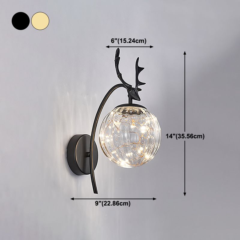 1 Light Spherical Wall Lights Modern Style Glass Wall Lighting Fixtures