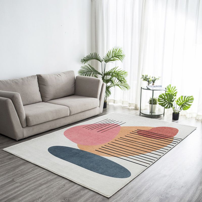 Dark Green Nordic Rug Polyester Color Block Rug Non-Slip Backing Rug for Living Room