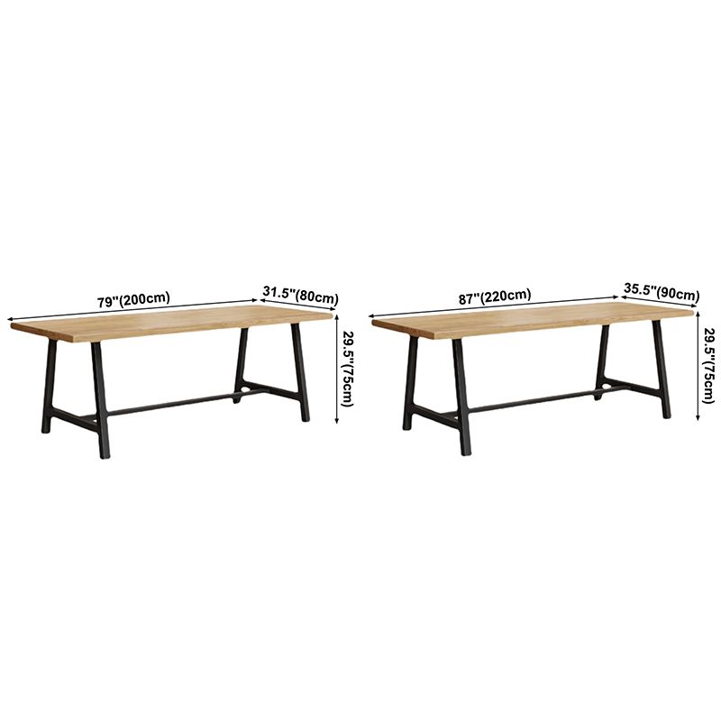 Industriële vaste houten rechthoek dineren kaki standaard eettafel met schroefbasis