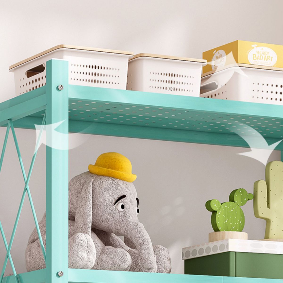 Modern Metal Bookcase, Geometric Open Back Bookshelf for Any Room