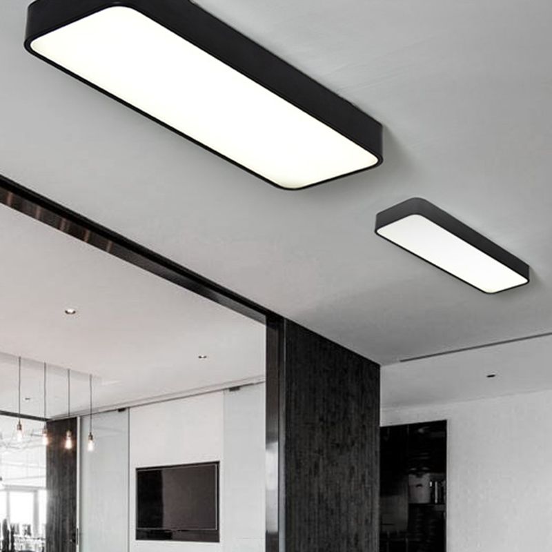 1-Light LED Flush Light Modern Aluminum Rectangular Ceiling Light Fixture