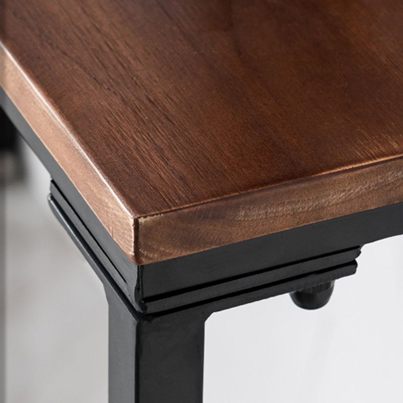 Dark Brown Solid Wood Top Console Table with Metal Sled Legs