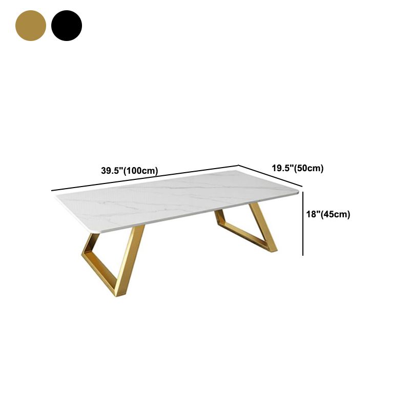 Rectangular Slate Coffee Table Glam 17.7" H Sled Cocktail Table