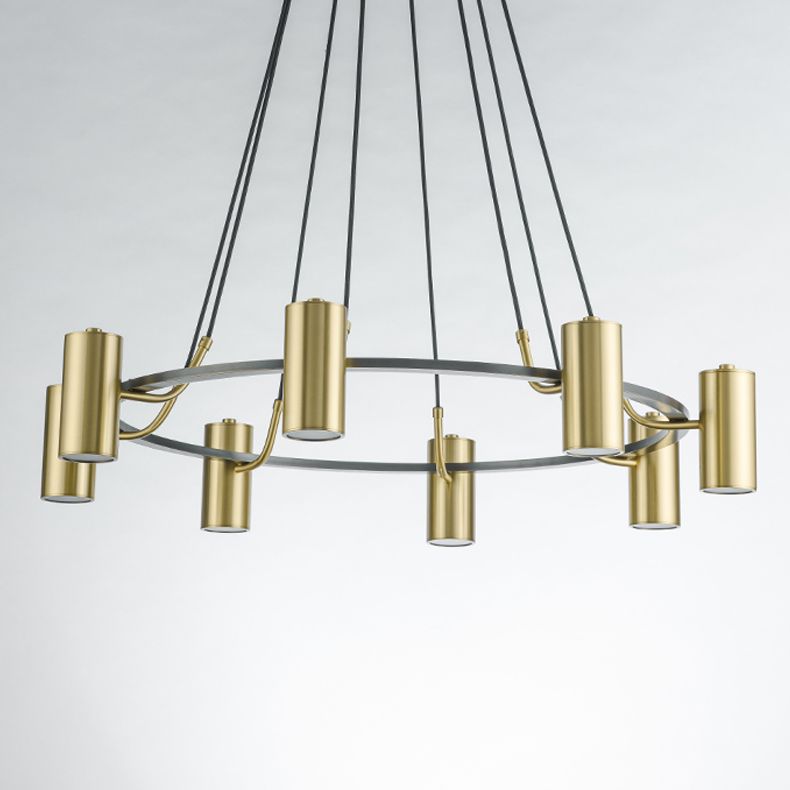 Postmoderne stijl metalen kroonluchter verlichtingsarmatuur gouden cilinder hanger licht