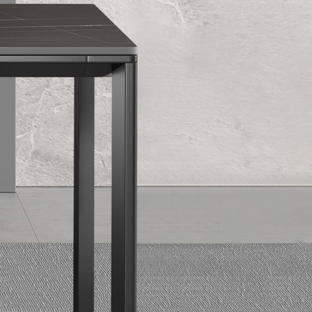 Gesinterde stenen eettafel industrieel zwart 4 poten basis rechthoektafel voor thuis