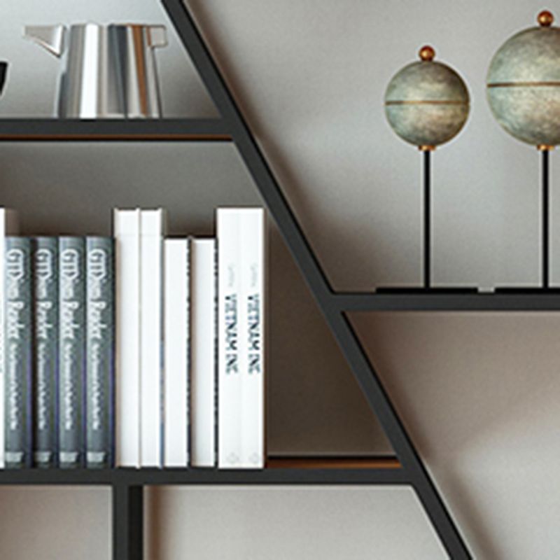 Metal and Wooden Shelf Bookcase with Doors Modern Bookshelf for Office