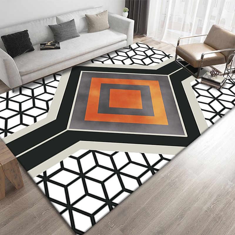 Contemporary Geometric Print Carpet Polyester Rug Stain Resistant Area Carpet for Home Decoration