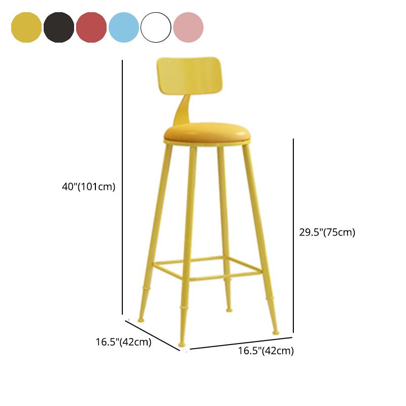 Contemporary Style Low Back Bar-stool Round Counter Bar Stool with Metal Legs