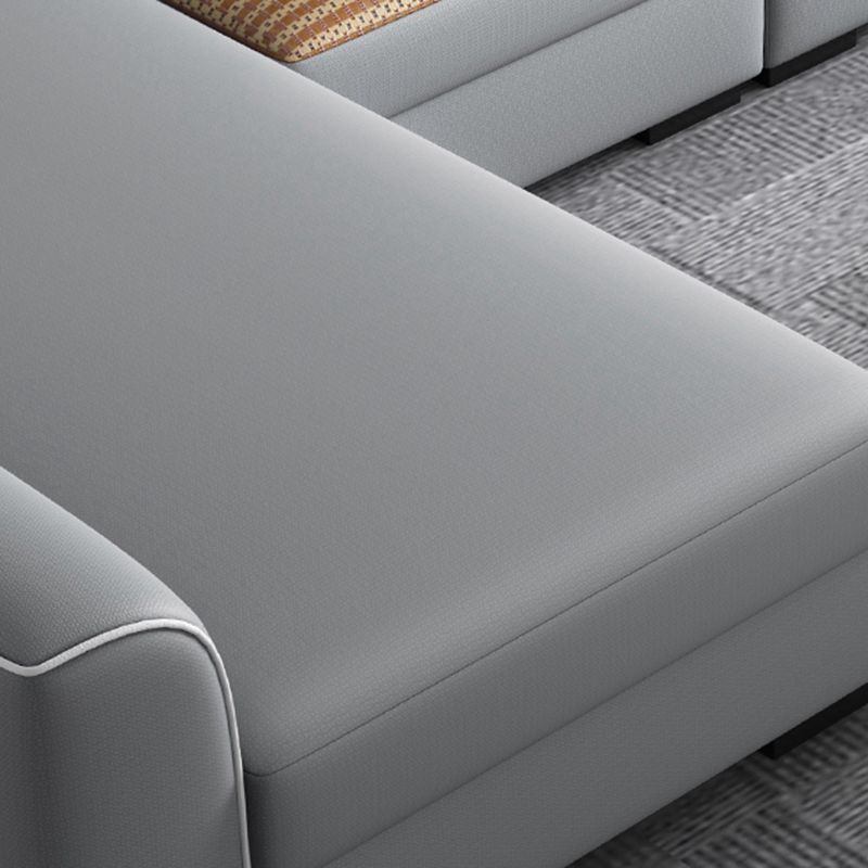 Square Arm 35 Inch High Sectionals in Grey Removable Cushions Sectionals