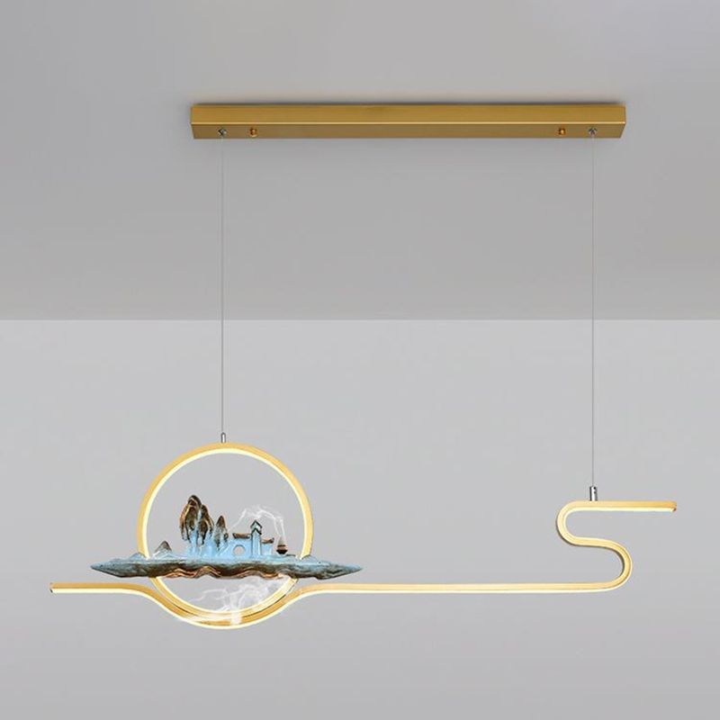 Modern Style Linear Shape Island Lights Metal Two Light Island Lighting Ideas