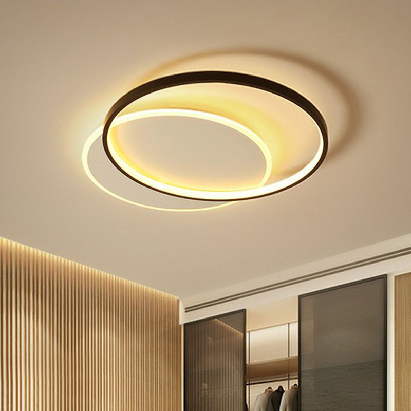 Geometrische Deckenleuchte, moderne, schwarze LED-Einbauleuchte aus Metall
