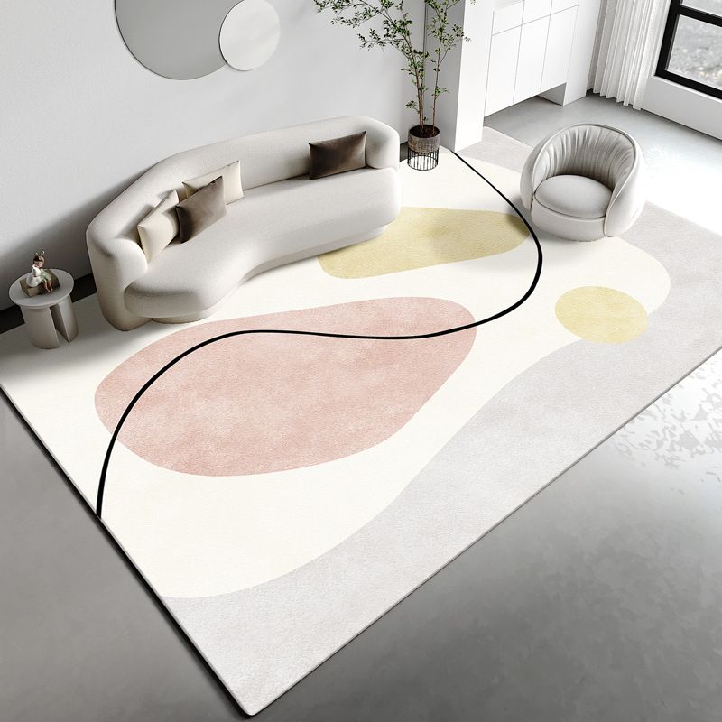 Nordic Color Block Area Carpet Polyester Indoor Rug Non-Slip Backing Rug for Living Room
