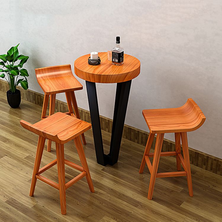 Modern Armless Backrest Counter Stool Wood Cafe Bar Stool with Seat and Pedal