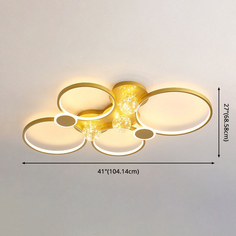 Plafoniera moderna da incasso a LED in metallo dorato per soggiorno