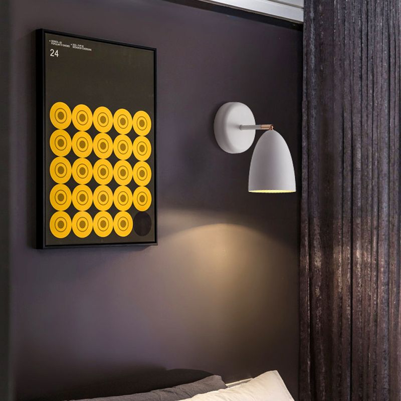 Minimailism 1 Bulb Wall Lighting White Flare Sconce Light Fixture with Metal Shade