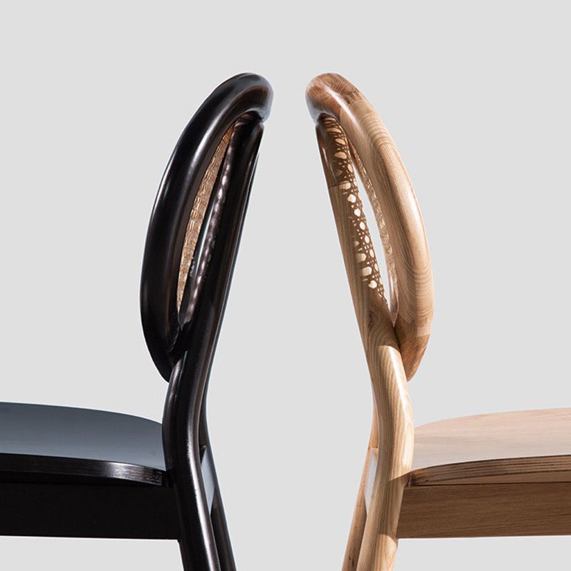 Sillas de madera de roble de estilo tradicional, silla lateral con respaldo abierto para cocina y comedor