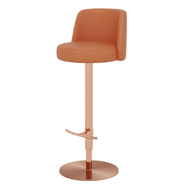 Glam Style Liftable Bar Stool PU Leather Counter Bar Stool with Metal Legs for Home