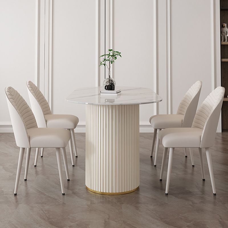 Sintered Stone Dining Table Traditional Luxury Double Pedestal Table