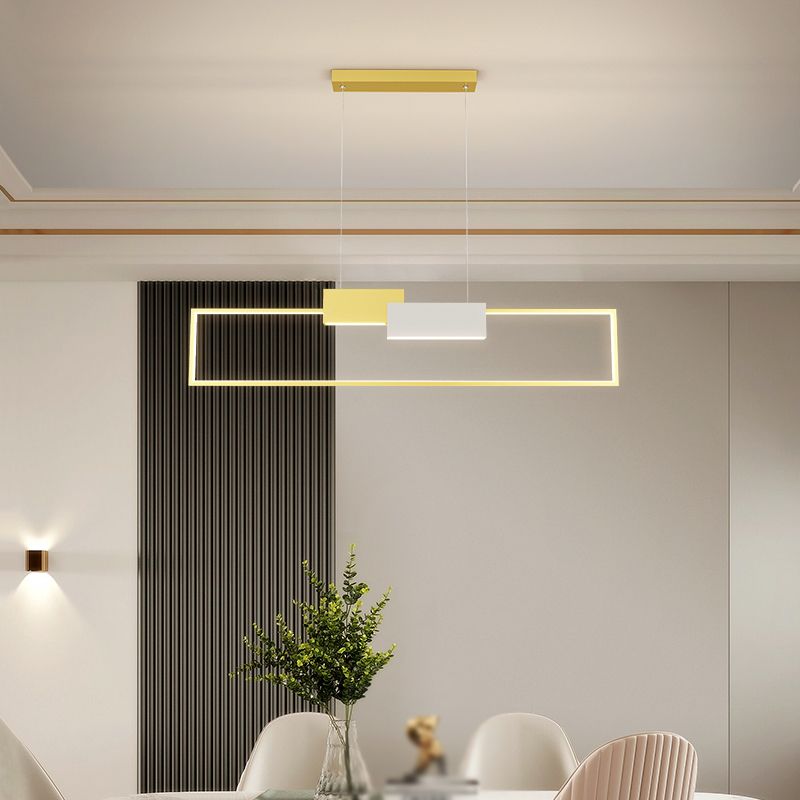 Luces colgantes de forma de rectángulo de estilo contemporáneo accesorios de iluminación de metal
