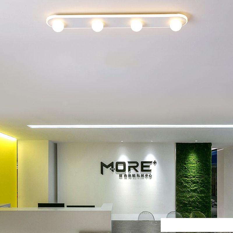 Rechthoekige Acryl Semi Flush Mount Modernist 3/4/6 Licht Wit Led Semi Flush Light Fixture in Wit/Warm Licht