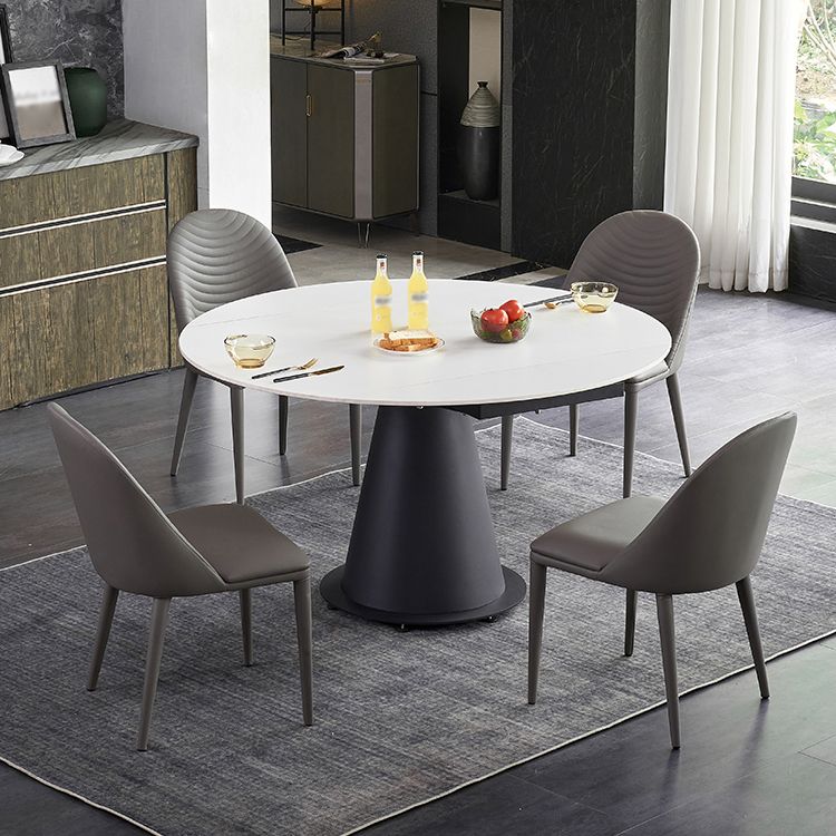 Modern 1/3/4/5/7 Pieces Steel Dining Table Set with White Sintered Stone Top Dinette Set