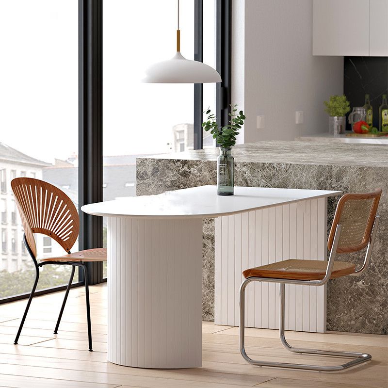 Modern Double Pedestal Dining Table Stone Table for Kitchen Dining Room